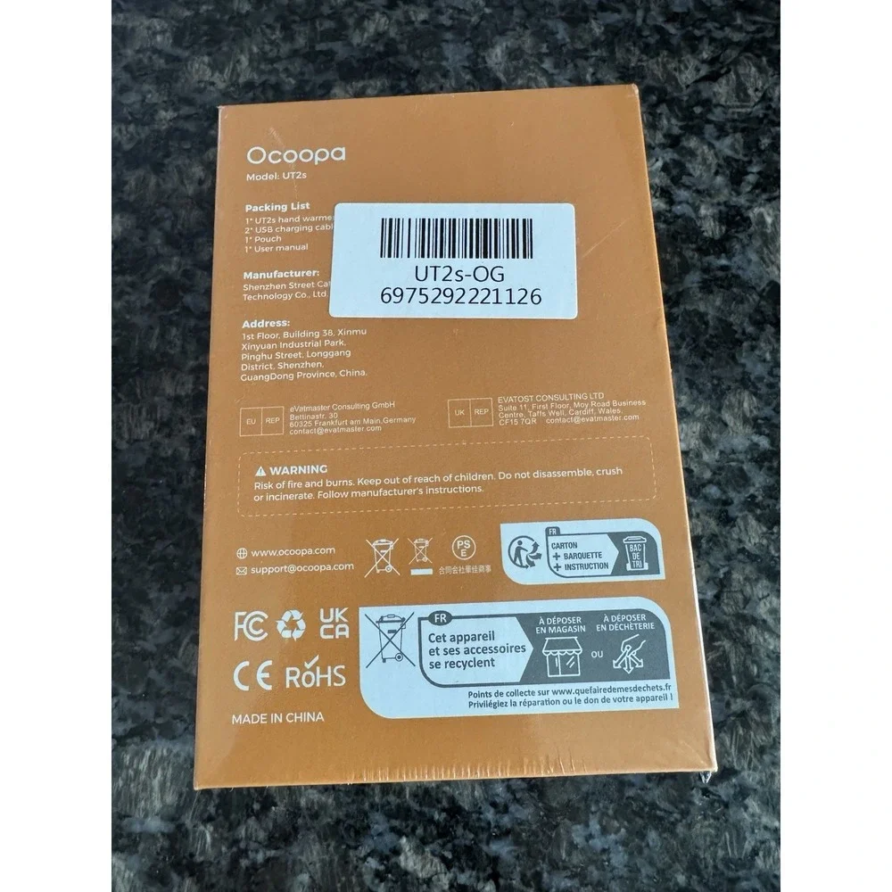 New/Sealed OCOOPA Rechargeable 2pk Magnetic Hand Warmers 16hrs Orange